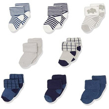 Calzini in cotone biologico Touched by Nature Baby, Blue Elephant, 0-6 mesi
