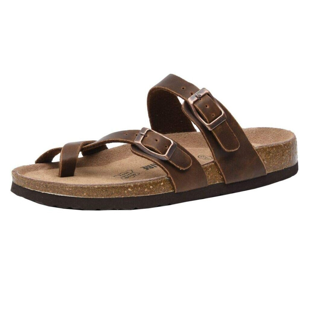 cUSHIONAIRE Womens Luna cork footbed Sandal with +comfort, BROWN OILY 7.5