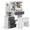 (Grey + White) Dressing Table With Drawers Mirror Stool Set Makeup Desk Vanity Table Bedroom 14