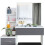 (Grey + White) Dressing Table With Drawers Mirror Stool Set Makeup Desk Vanity Table Bedroom 9