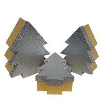 Silver Glitter Christmas Tree Gift Boxes - Set of 3 Nestable Boxes with Kraft Brown Bases
