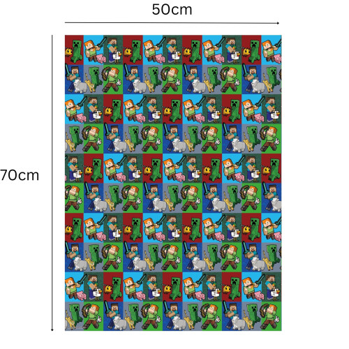 Minecraft Birthday Wrapping Paper, Minecraft Gift Wrap, 2 Sheets & 2 Tags 2