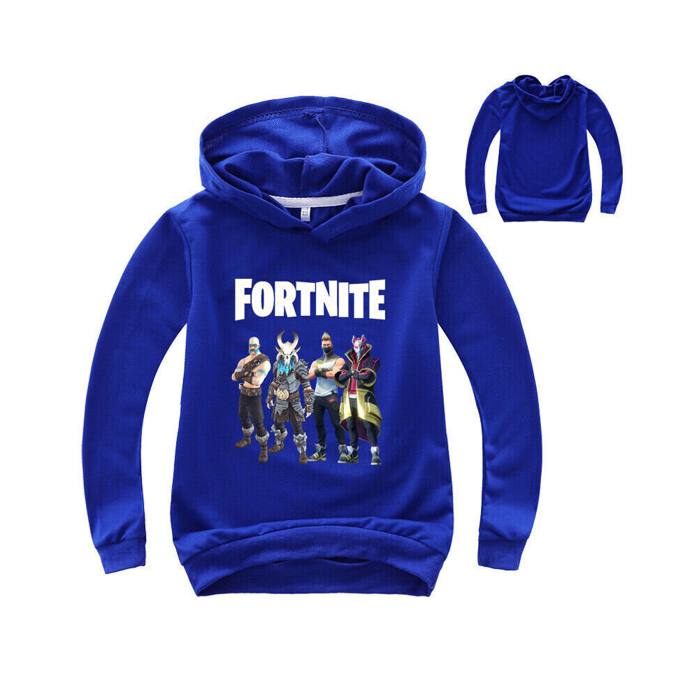 (Blue, 6-7Years) Kids FORTNITE Hoodie Boys Long Sleeve Hooded Pullover Casual Tops Sweatshirt