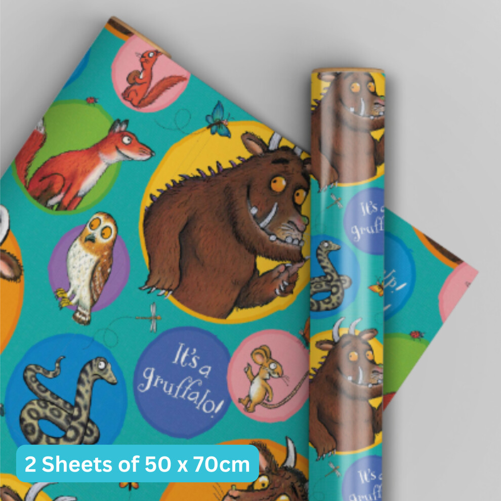 Birthday Wrapping Paper, Gruffalo Gift Wrap, 2 Sheets & 2 Tags