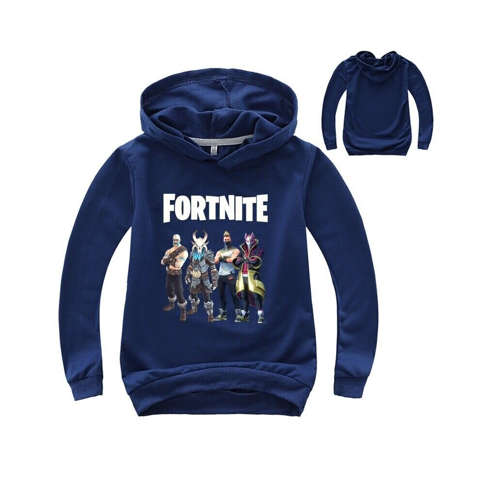 (Navy Blue, 9-10Years) Kids FORTNITE Hoodie Boys Long Sleeve Hooded Pullover Casual Tops Sweatshirt