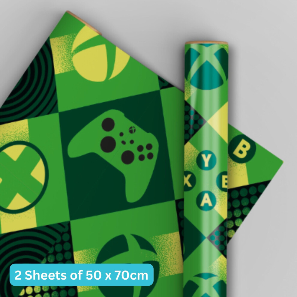 Birthday Wrapping Paper, Xbox Gift Wrap, 2 Sheets & 2 Tags
