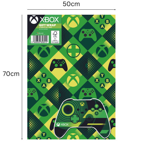 Xbox Birthday Wrapping Paper, Xbox Gift Wrap, 2 Sheets & 2 Tags 1
