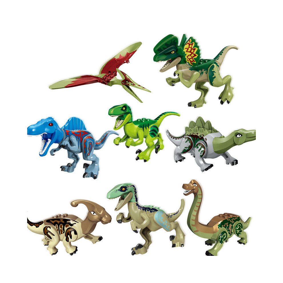 (Style F 8pcs) Large Dinosaur Figure Big Size Indominus T Rex Blocks Lego Toys