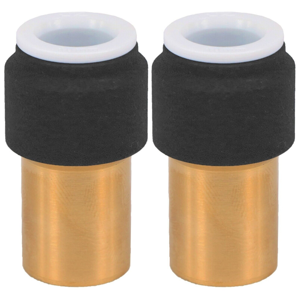Radiator Valve 15mm x 10mm Black Pushfit Reducing Straight Speed Fit Compression Stem Valves (Pack of 2)