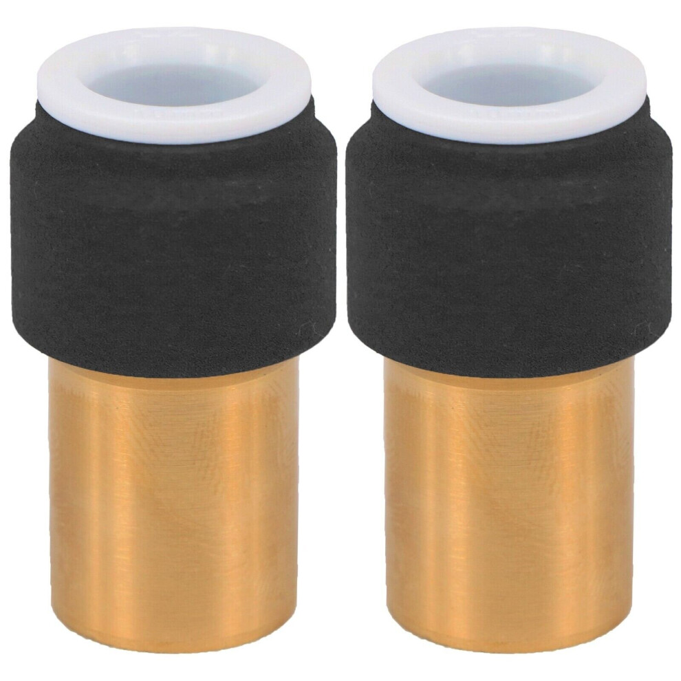 Radiator Valve 15mm x 10mm Black Pushfit Reducing Straight Speed Fit Compression Stem Valves (Pack of 2)