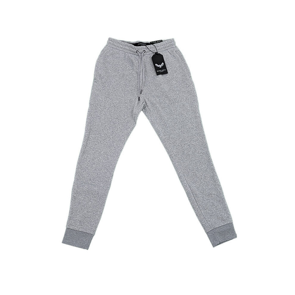 (Light 2XL) Brave Soul Mens Joggers Fleece Bottoms Casual Gym Cuffed Sweatpants Trousers New Grey