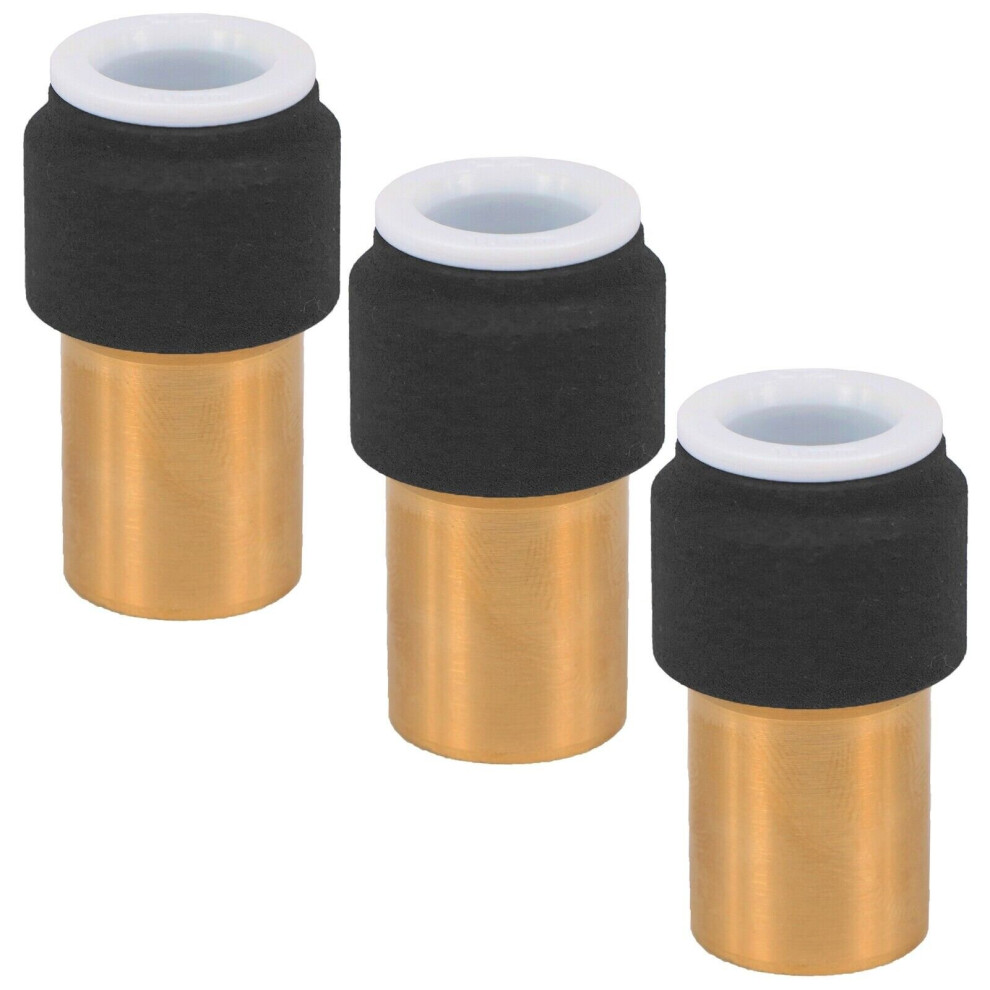 Radiator Valve 15mm x 10mm Black Pushfit Reducing Straight Speed Fit Compression Stem Valves (Pack of 3)