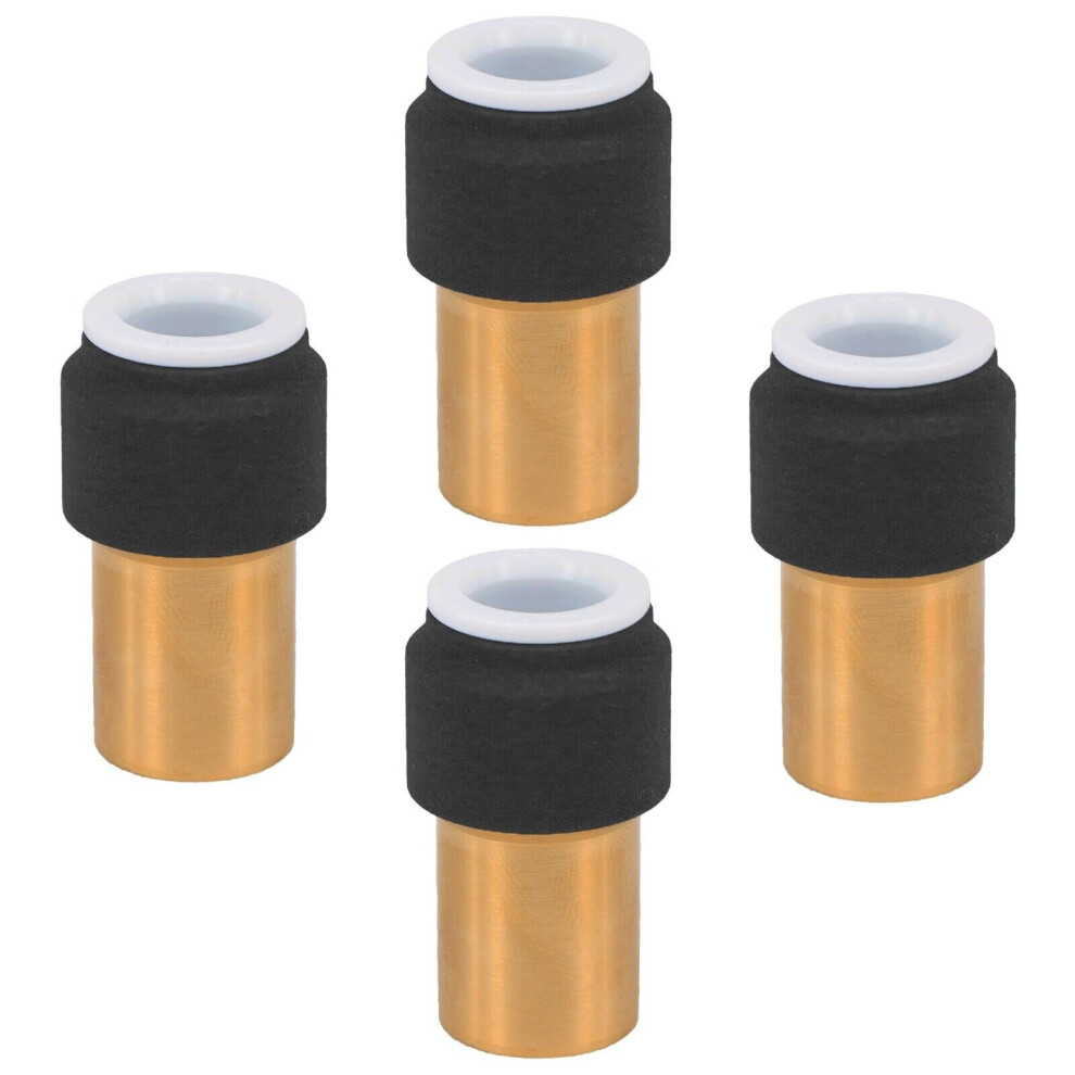 Radiator Valve 15mm x 10mm Black Pushfit Reducing Straight Speed Fit Compression Stem Valves (Pack of 4)