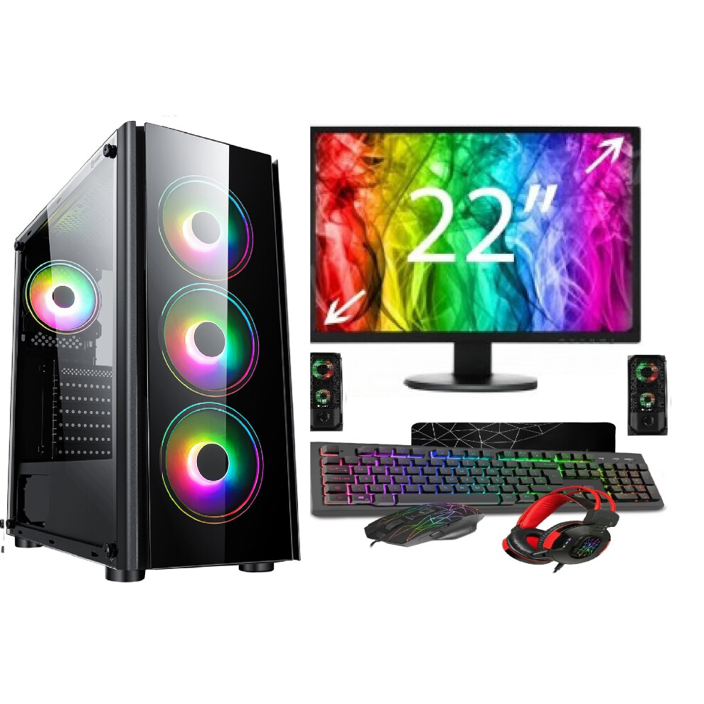 Fast Gaming Intel Quad Core i5 16GB RAM 1TB HDD 128GB SSD PC Bundle & Speakers