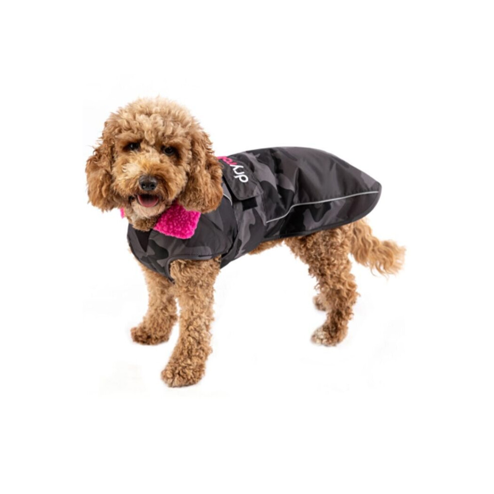 (Medium) Dryrobe Dog Coat Jacket - Black Camo / Pink