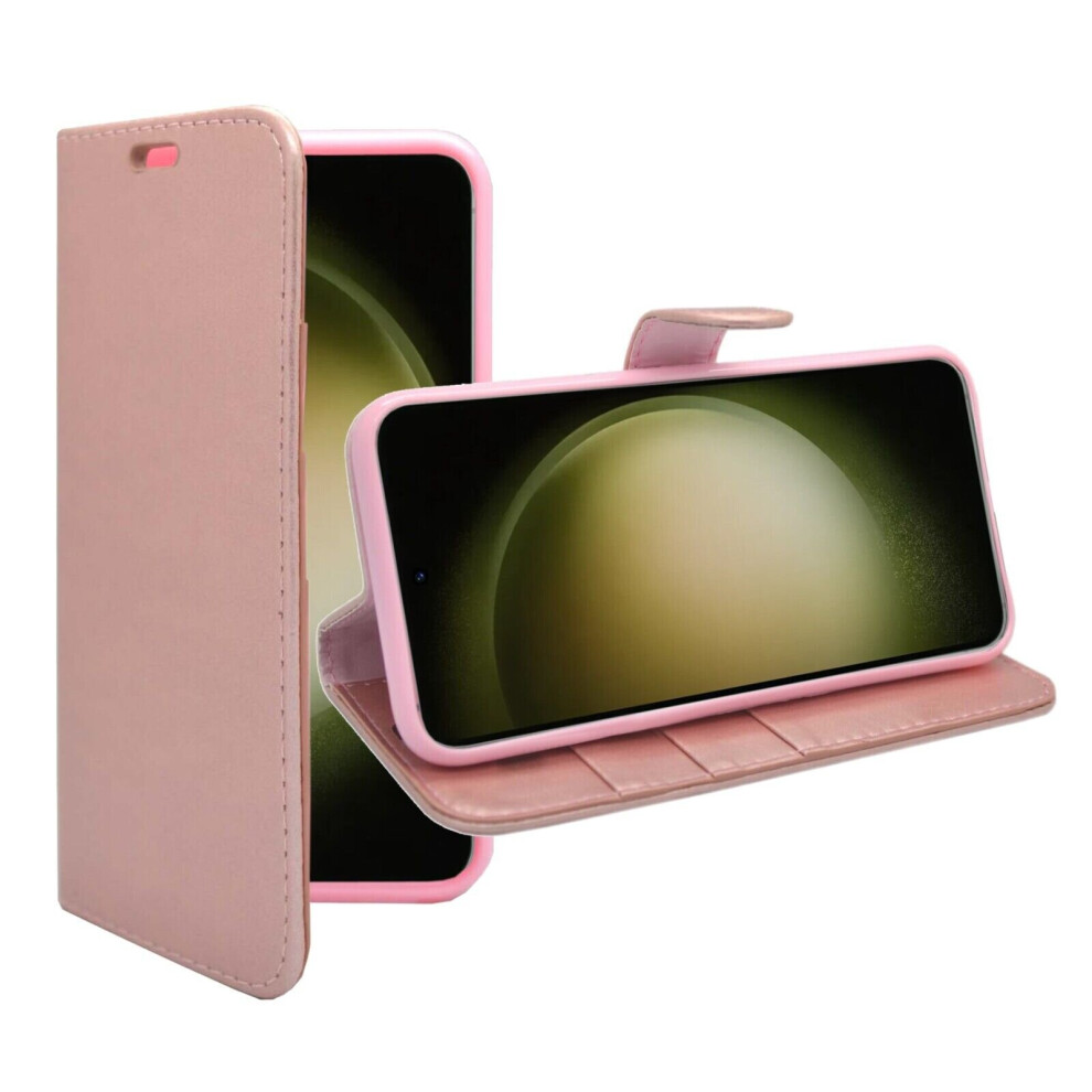 (Rose Gold) For Samsung Galaxy S23 FE Wallet Flip PU Leather Stand Card Slot Pouch Cover Case