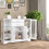 Costway 3-Tier Buffet Cabinet Sideboard w/Glass Doors &2 Drawer Elegant Design 10