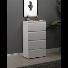 4 Drawer High Gloss Chest Cabinet Slimline Bedroom Storage Unit -White