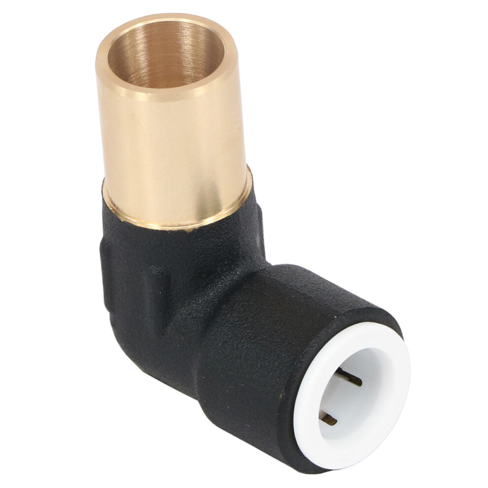 Radiator Valve Reducing Elbow Stem Compression 15mm x 10mm Pushfit Black