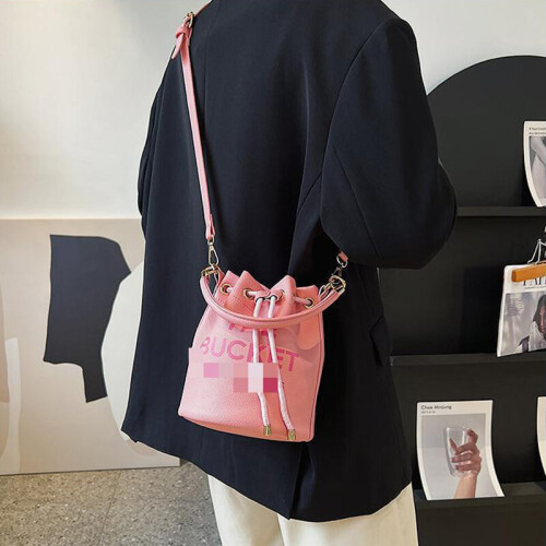 (6) Women Handbags PU Leather Drawstring Bucket Bag Purse Shoulder Tote Bags 2