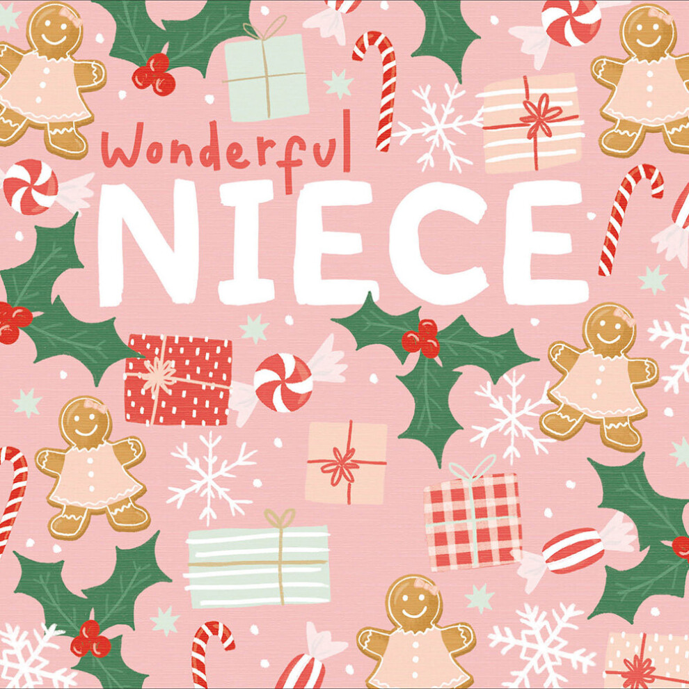 Woodmansterne Candy Cane Lane Wonderful Niece Contemporary Christmas Card Xmas Greeting Cards