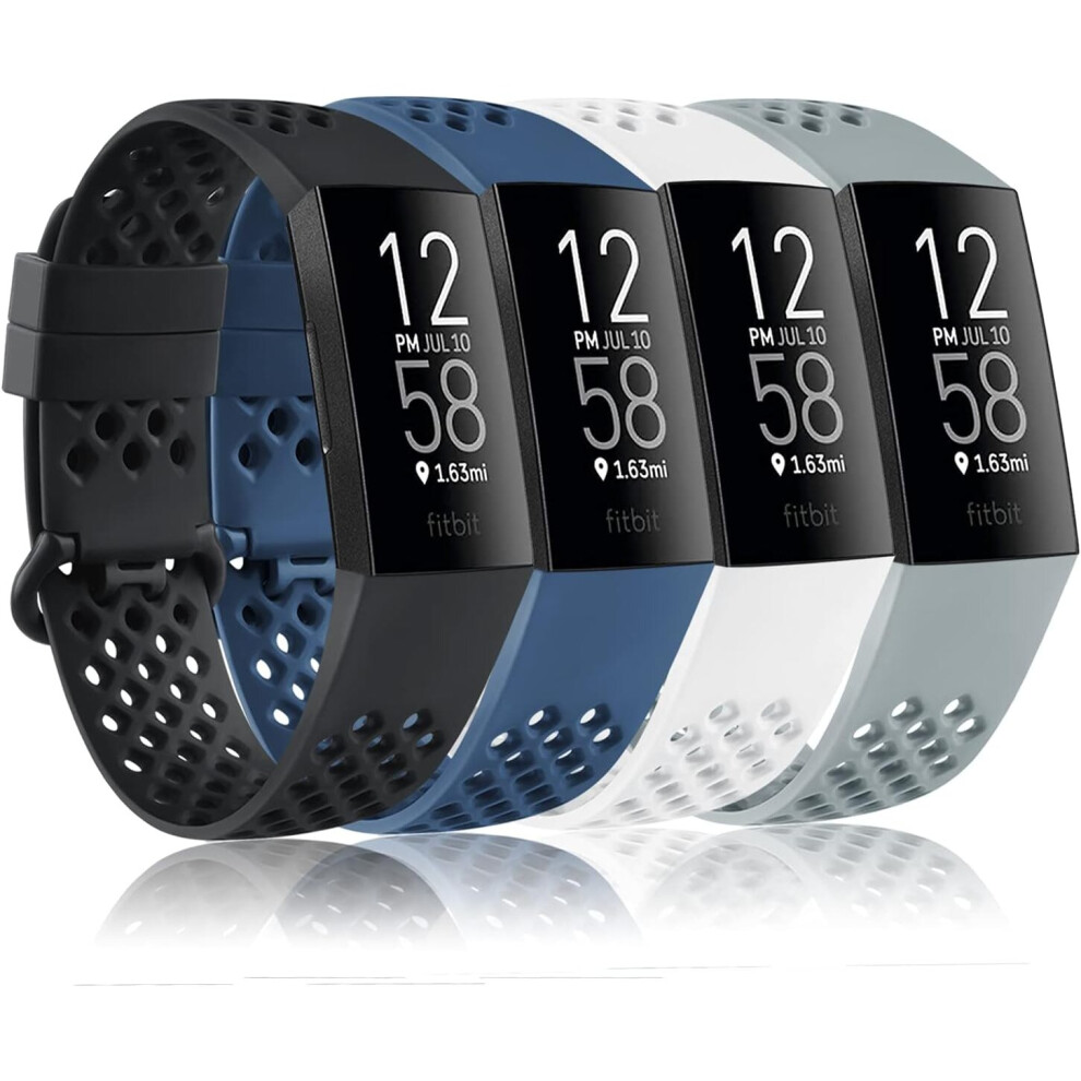 Limbo 4 Pack Sport Bands Compatible With Fitbit Charge 4 Bands And Fitbit Charge 3 Bands Silicone Replacement Wristbands