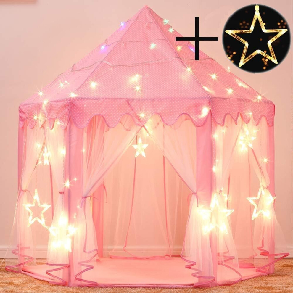Children's play tent, princess castle play tent, with LED color fairy lights-image-OPC-PCF2CJM-NEW