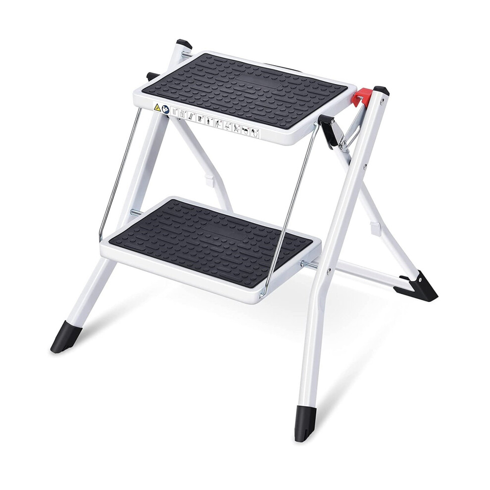 Oypla Foldable 2 Step Ladder Stepladder Non Slip Tread Safety Steel Portable Step Stool