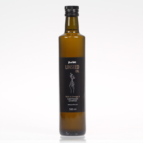 Linseed oil, cold-pressed, unrefined - Purillo 500 ml