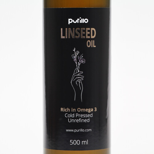 Linseed oil, cold-pressed, unrefined - Purillo 500 ml 1