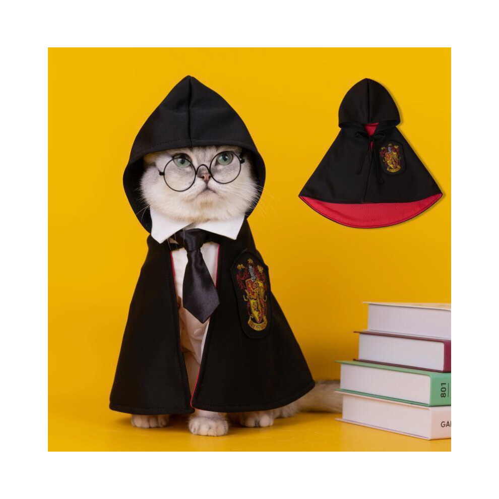 (Red, M) Harry Potter Cat Dog Cloak Harry Potter Pet Cloak Magic Academy Clothes