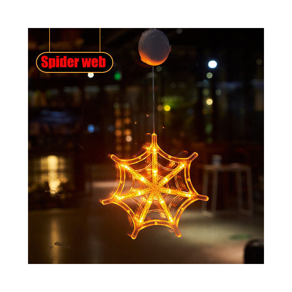 (  Spider Web) Halloween Window Hanging LED Light Home Ornament Suction Cup Lights Home Decor