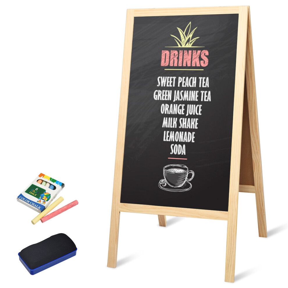 Double-Sided Folding Chalkboard with Eraser Chalks for Home &Cafeteria