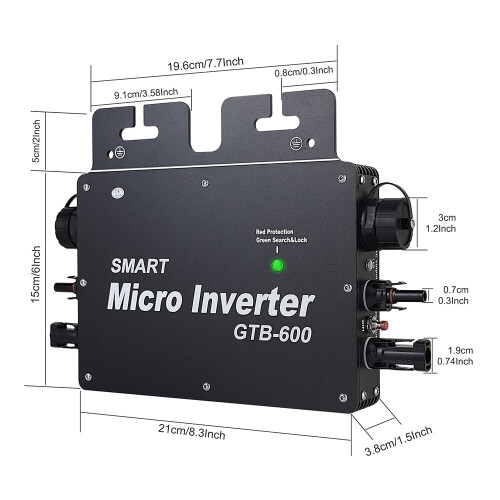 (Black, 110V) 700W Grid Tie Micro Solar Inverter With Wifi Function Network Connection IP65 Waterproof 110V 230V Black 2