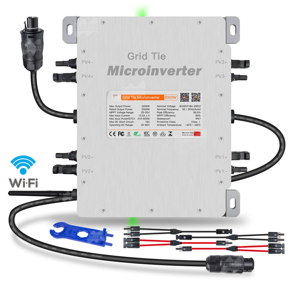 (Only Inverter) WiFi 2000W Solar Micro Inverter With Limiter 20-60V DC To 184-265VAC MPPT IP67