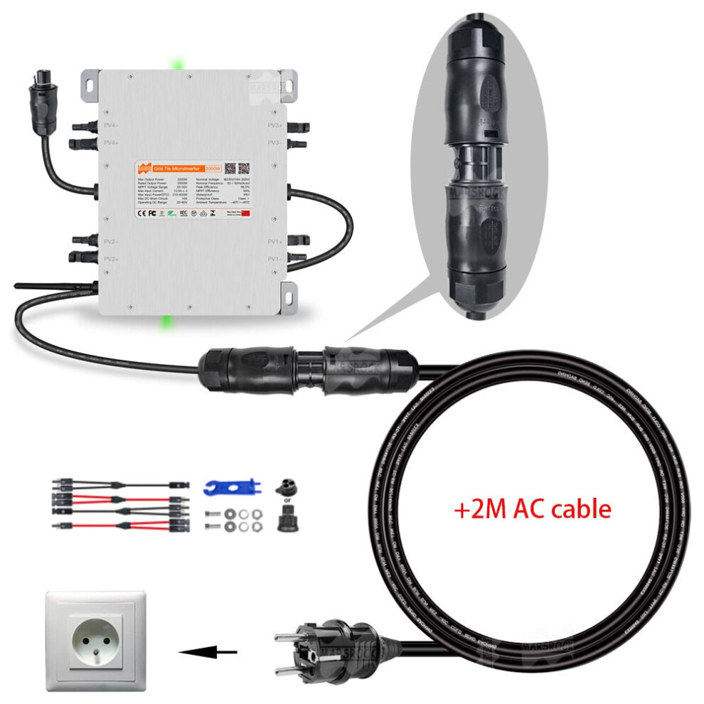 WiFi 2000W Solar Micro Inverter With Limiter 20-60V DC To 184-265VAC MPPT IP67 include 2m AC cable