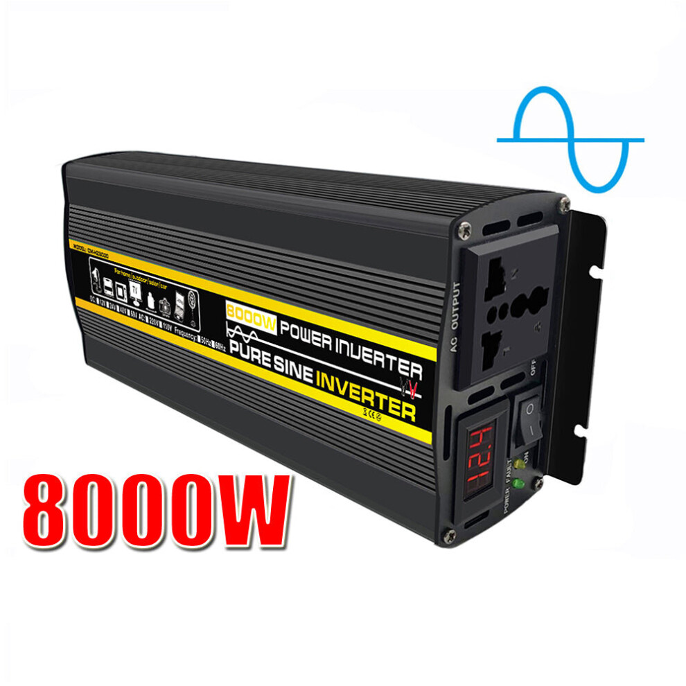 (DC 12V, 8000W) Pure Sine Wave Inverter 12V/24V/48V/60V To AC 110V 220V 8000/6000/4000/3000W Voltage Transformer Power Converter Solar Inverter