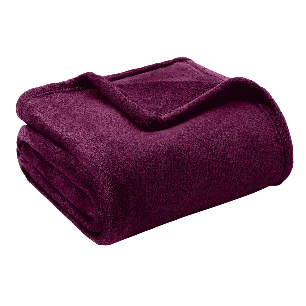 (Purple Blanket Throw) Faux Fur Fleece Blankets Throw Soft Bed King Blanket