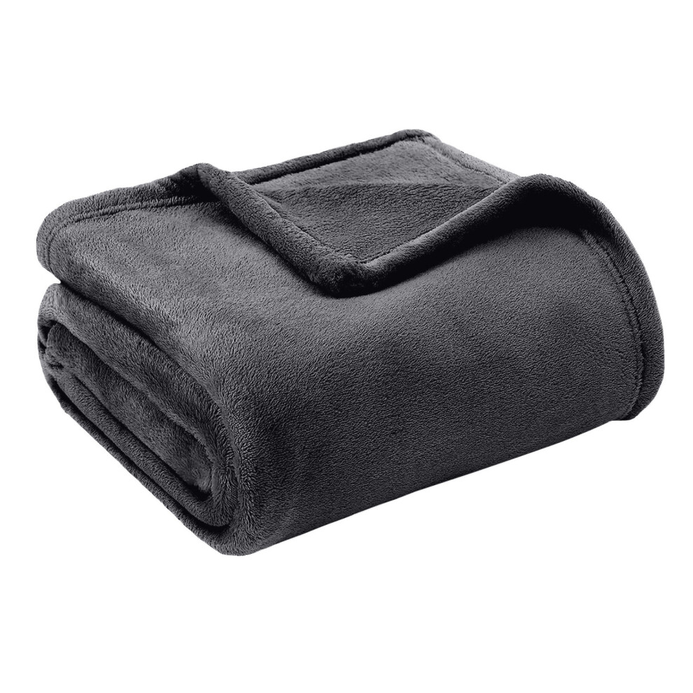 (Grey Blanket Throw) Fleece Blanket King Throw Warm Soft Sofa Bed Blankets