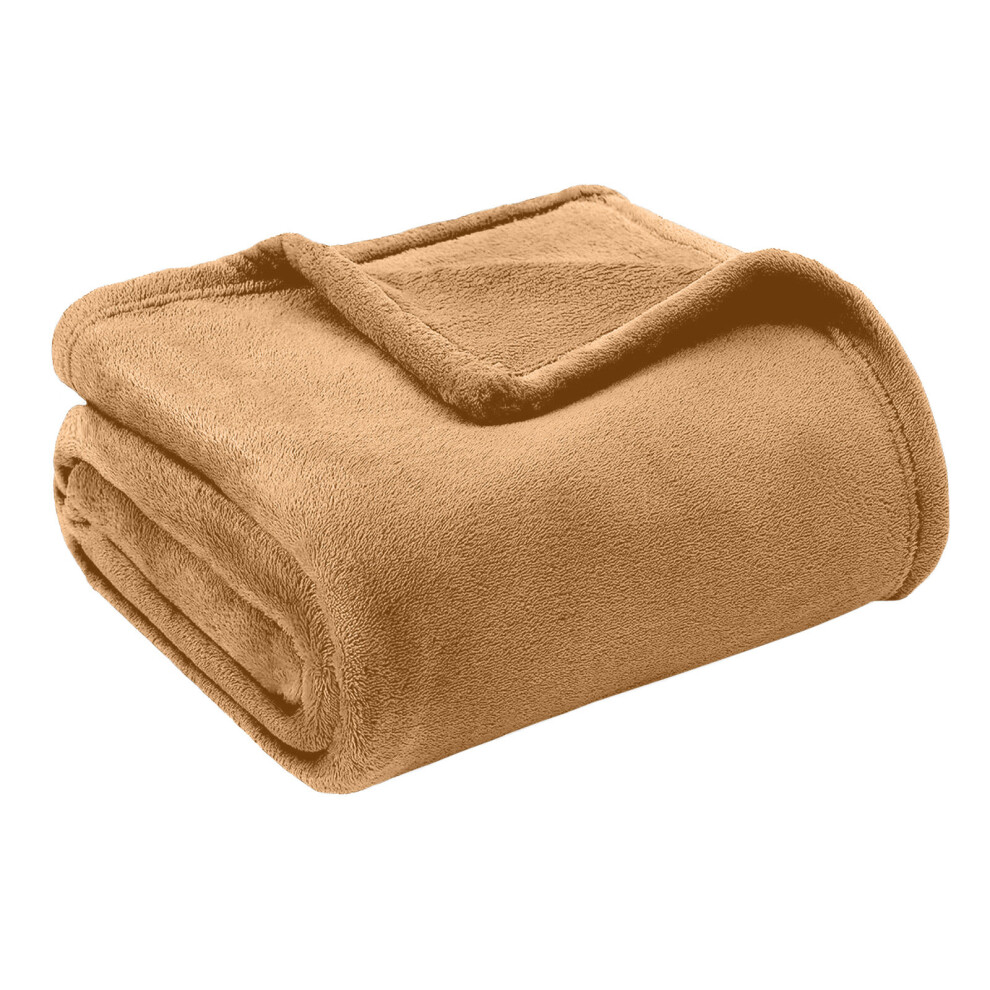 (Camel Blanket Throw) Faux Fur Fleece Blankets Throw Soft Bed King Blanket