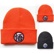 (Black) Dragon Ball Z Anime Son Goku Symbol Knitted Beanie Hat Winter Warm Caps Women Mens Kids Unisex