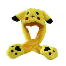 Leuke cartoon Pikachu grappig pluche muts oor bewegen springen pet voor kinderen winter