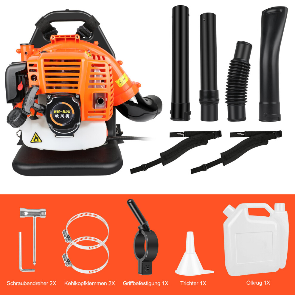 1.7L Petrol Garden Leaf Blower 2-Stroke Engine Churning Triple with 1 Proportioning Jug, 1 Hose, 3 Ducts, 1 Socket, 1 He