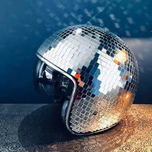 (  Silver) Disco Ball Helmet Mirror Glass Glitter Classic Party Bar Room Party Decoration