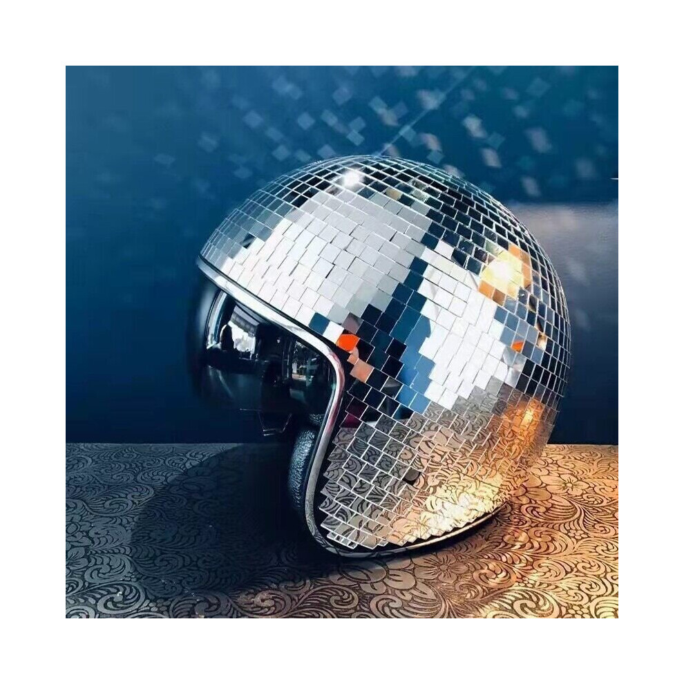 (  Silver) Disco Ball Helmet Mirror Glass Glitter Classic Party Bar Room Party Decoration