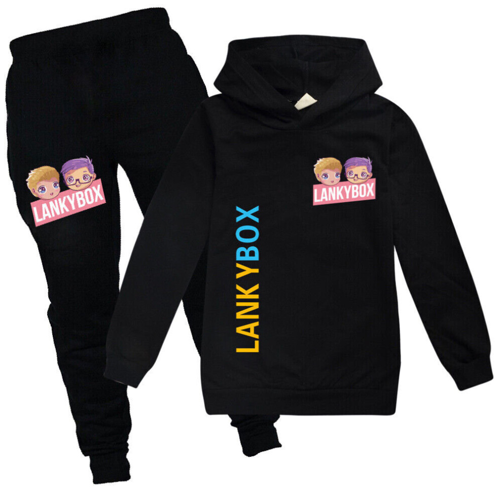 (Black, 5-6Years) Kids LANKYBOX Print Hoodies+Pants Suits Boys Hooded Sweatshirt Tracksuit Sets