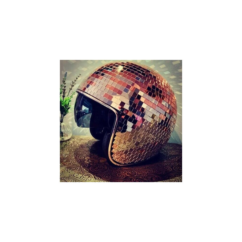 (  Rose gold) Disco Ball Helmet Mirror Glass Glitter Classic Party Bar Room Party Decoration