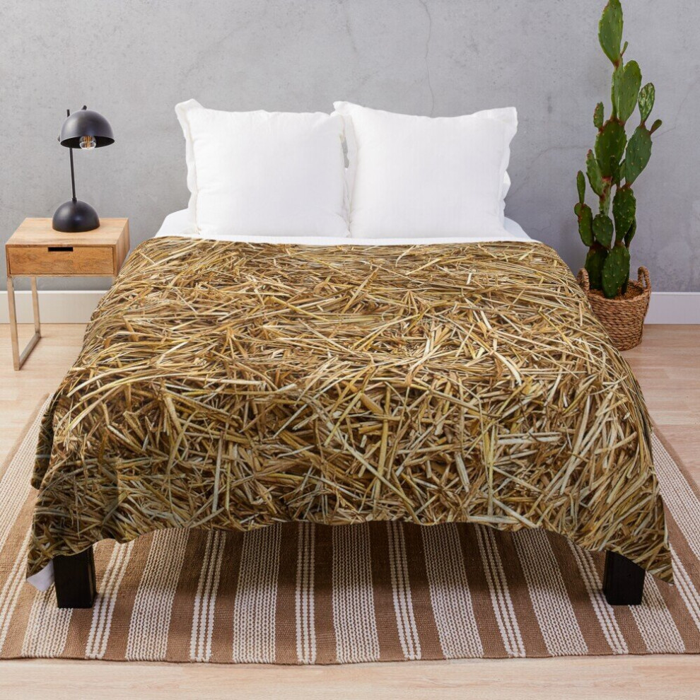 Fleece Throw Blanket sunny natural hay, straw for Sofa Couch Kids 60 x 50 Inches