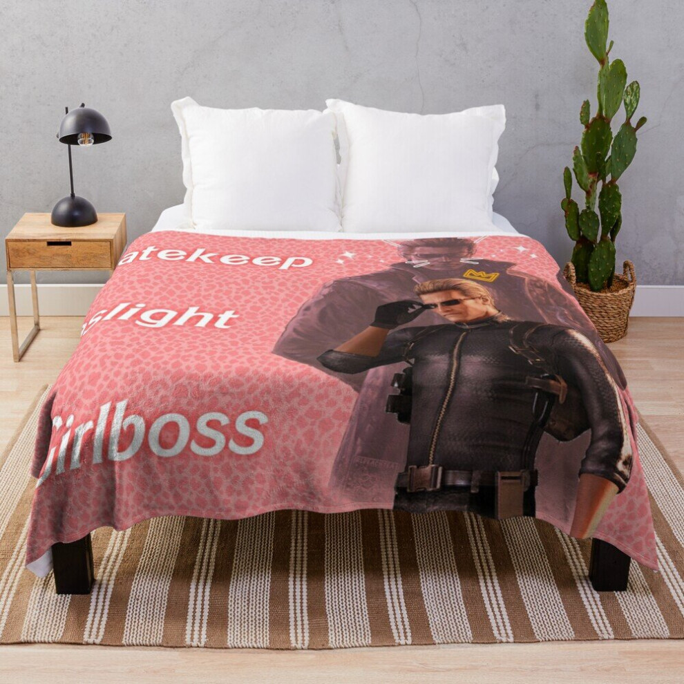 Fleece Throw Blanket Wesker : Gaslight Gatekeep Girlboss  for Sofa Couch Kids 60 x 50 Inches-image-OPC-PCF5BGH-NEW