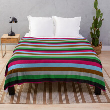 Fleece Throw Blanket Harlequins Rugby Striped  for Sofa Couch Kids 60 x 50 Inches